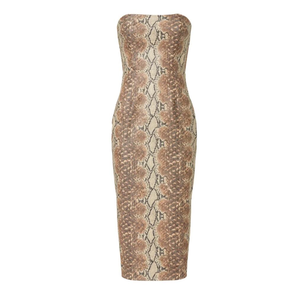 Katie May Python Faux Leather Strapless Midi Dres… - image 7